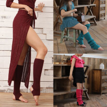 16 Colors 1 Pair Women Girl Knitted Warm Knee High Stirrup Yoga Sport Dance Leg Warmers Leaky heel Socks