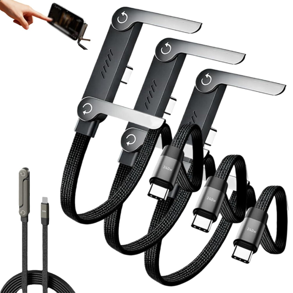240W Braided Fast Charge Cable With Built-In Phone Stand, 4.9Ft Â Compatible With Usb-C Devices 9085618486713