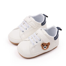 Toddlers First Walking Shoes Baby Prewalkers Antislip PU Leather Shoes Cute Bear Pattern for 0-18 Month Newborns