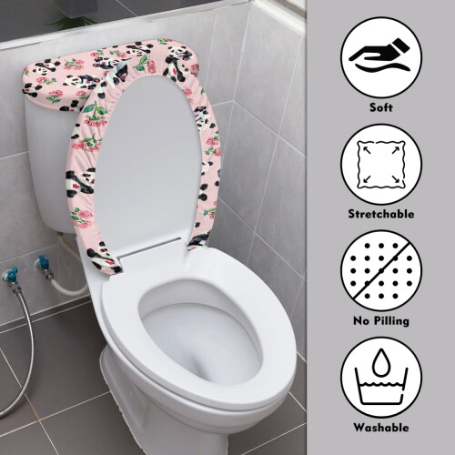 Panda Rose WC-Sitzdeckelbezug, 2-teilig, elastischer Stoff, einfache Montage für Freunde 2
