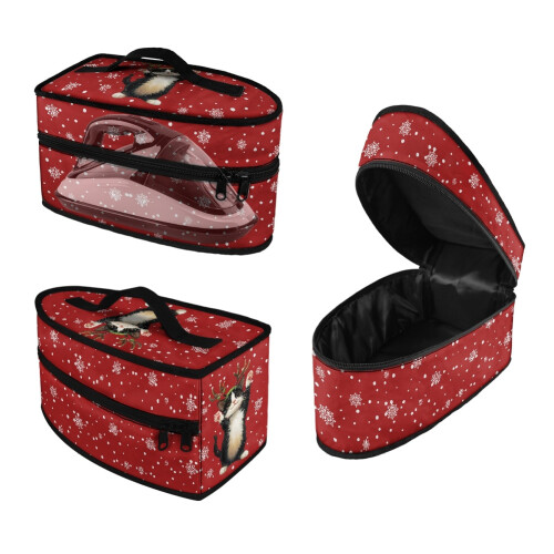 Snowflake Cat Iron Organizer Bag Durable Protective Iron Accessories, Case Only
