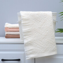 Serviettes de toilette bohèmes en coton turc blanc 76 x 33 cm