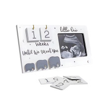 Birth Milestones Photo Frame, Wooden Ultrasound Display, Countdown Week Frame, Suitable for Baby Showers, Nursery Decor, Family Memory Keeping
