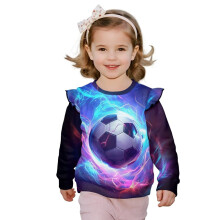 Toddler Girls' Soft Crewneck Sweatshirts with Ruffle Shoulders, Soccer Ball Design – 4-5T, Fall/Spring Casual Outwear
