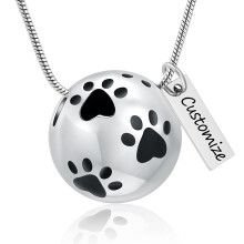 Paw Print Urn Necklace for Ashes Cremation Necklace for Pet Ashes Stainless Steel Ash Necklace