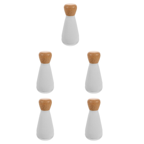 5Pcs White Manual Pepper Grinder Portable Kitchen Spice Mill with Lid 2