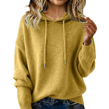 Women's Hooded Long Sleeve Sweater - Polyester Blend