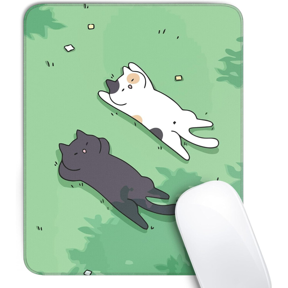 Cute Cat Mouse Pad, Kawaii Anime Design, 10"X8", Non-Slip Rubber Base, Stitched Edge Â Compatible With Wireless Mouse Black 9362892422546