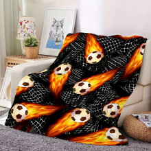 Contemporary Flannel Throw Blanket with Soccer Design, 100% Polyester, Digital Print, Knitted Craftsmanship, Cozy & Warm, with Machine Washable