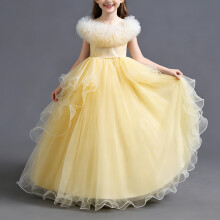 Girls Sleeveless Round Neck Tutu Dress Solid Color Sheer Mesh for Evening Party Formal