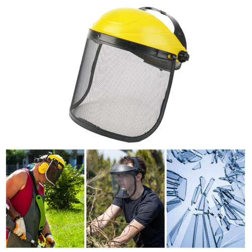 with Visor, Protective for Mower Forestry Logging, Yellow Caps 2