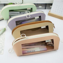 Leather Texture Window View Pen Case Durable Large Capacity Storage Organizer for Writing Essentials & Office Utilities