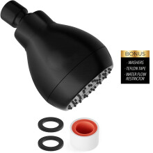 High Pressure Shower Head - Universal Rain Shower Replacement, Matte Black, 3", Compatible with Standard Fixtures