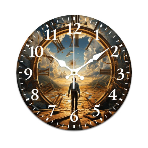 Modern Mute Wall Clock with Artistic Time Cycle Pattern – Battery Powered, Compatible with Home/Office/Bedroom/Classroom