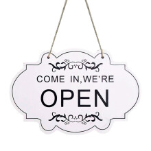 Double-Sided Open/Closed Sign – Vintage Wooden Door Hanging, 12x8", Rustic Business Hours Indicator & Storefront Decor