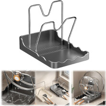 Stainless Steel Pot Lid Holder with PP Tray