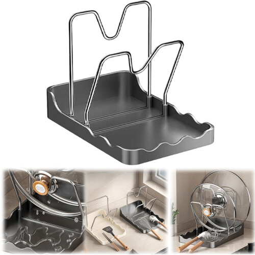 Stainless Steel Pot Lid Holder with PP Tray