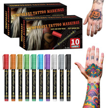 Temporary Tattoo Markers, 2026 New Temporary Tattoo Marker Pen Set, Waterproof Body Art & DIY Creativity Halloween Decorations(2pcs)