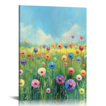 Colorful Floral Canvas Wall Art Print, 16x20in – for Living Room, Bedroom, Bathroom, Office Decor