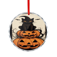 Ghost Cat Boo Ornament Glass Holiday Decor