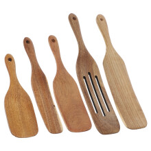 5-Pc Wooden Spurtles Set – Heat-Resistant, Non-Stick Cookware Compatible, for Stirring, Mixing, Whisking & Serving