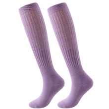 Womens Non Yoga Socks with Grips Long Crew Socks for Pilates Barre Workout and Leisure