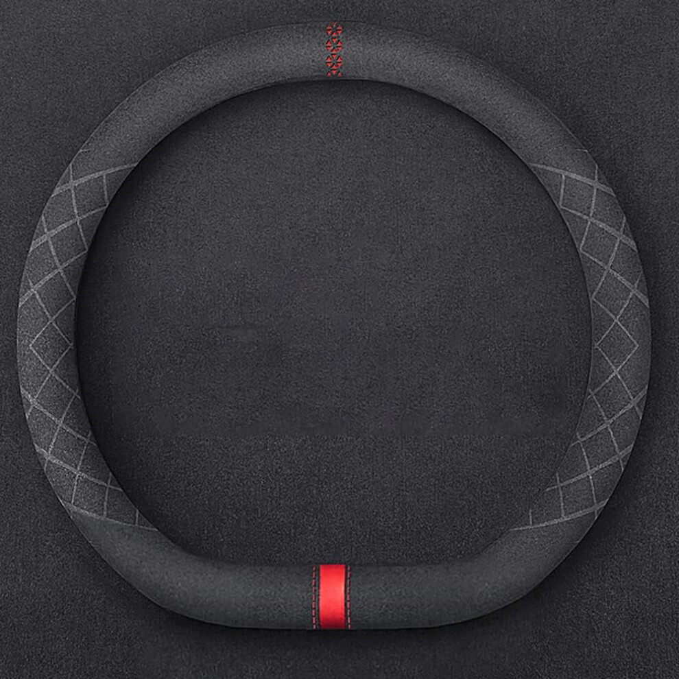 D-Shaped Steering Wheel Cover For Truck Suv Universal Suede Black 9085618025271