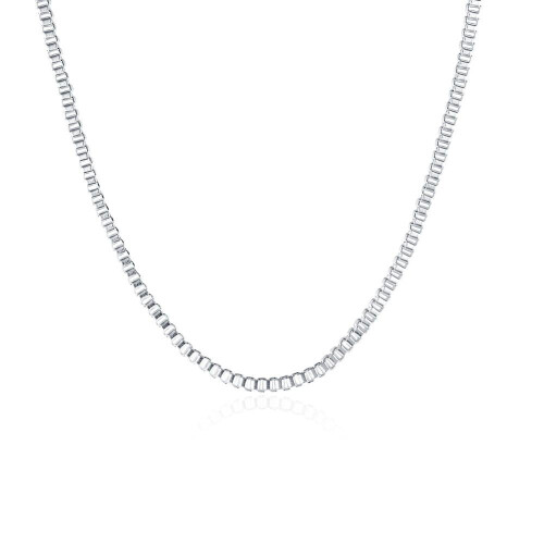 Brass Box Chain Necklace Silver Plated 24 inch 2mm 2