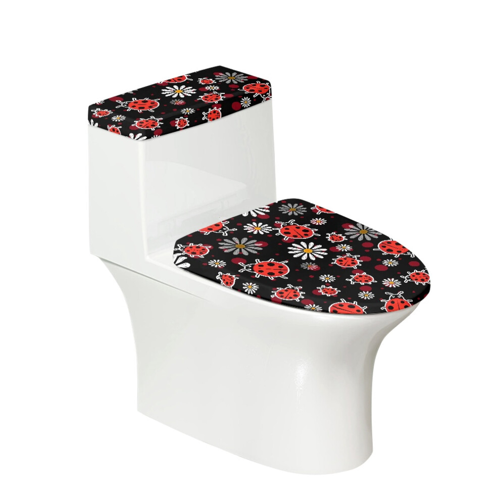 Toilet Lid Covers Set Ladybug Garden Print 2 Pcs 17"X21" 9399596841526