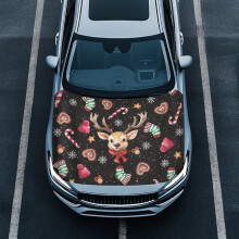 Christmas Elk Print Car Hood Cover – Portable Auto Decor for Most Cars, SUVs, Trucks & Pickups