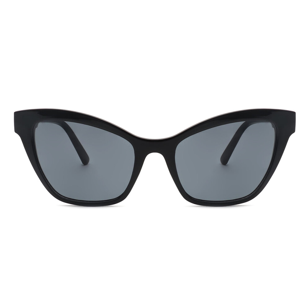 Black Oversized Square Sunglasses - Gray Gradient Lens Thick Frame UV400 Sun Glasses