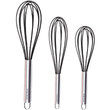 Silicone Whisk Set of 3 (8"/10"/12") – Non-Scratch, Heat-Resistant, Dishwasher-Safe, Compatible with All Cookware