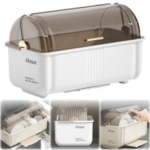 Covered Dish Drying Rack With Lid & Drainboard All-in-One Kitchen Countertop Organizer For Plates Bowls Cups Cutlery Baby Bottles