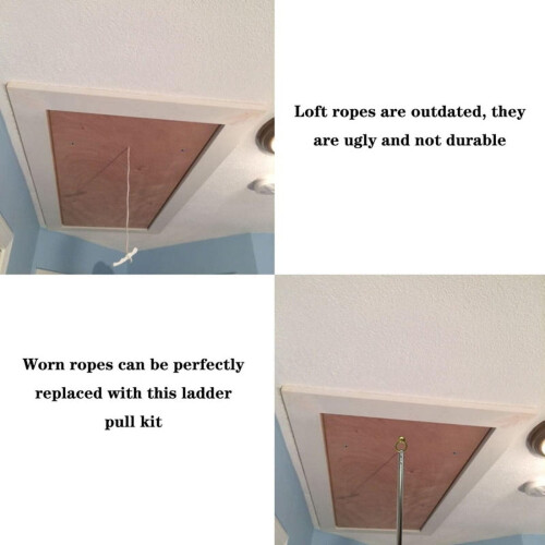 Complete Ladder Pull Down System Kit Attic Stair Pull Kit, Includes 1 Attic Extension R mj4478 1