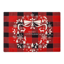 Merry Christmas Plaid Placemats Xmas Holiday Table Mats Winter Decorations for Home Kitchen Outdoor Dining Party Non-Slip Accessories
