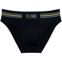 Cueca fio dental masculina, modelo tanga, cintura baixa, com bolsa frontal.
