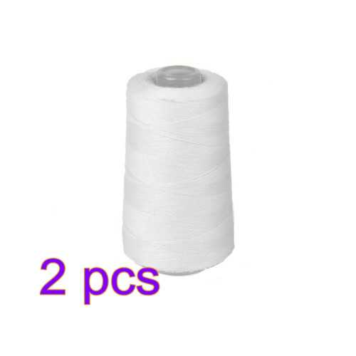 2Pcs White Polyester Machine Sewing Thread Perfect for Garment Craft 2