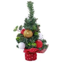 Tabletop Christmas Trees with Ornaments, Xmas Bonsai Artificial Tree with Red Green Decor for Holiday Home and Desktop Ornaments