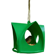 Weatherproof Hanging Bird Feeder with Roof - Outdoor Courtyard Rain Cover Feeder with Drainage Holes, 4.72"x4.65"