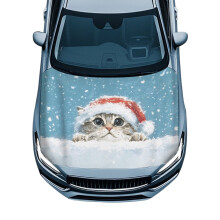 Washable Cute Christmas Cat Car Hood Cover, Portable Bonnet Banner, Compatible with Most Cars, Trucks, SUVs