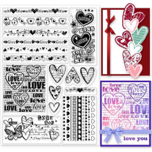 Transparante Valentijnsdag kantstempels (14,7 x 21,1 cm) voor kaarten, scrapbooking en dagboeken – Geschikt voor doe-het-zelf knutselprojecten
