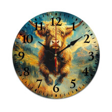 Mute Wall Clock with Flying Cow Art – Modern Silent Clock for Living Room, Kitchen, Office, Bedroom, Classroom; Battery Powered