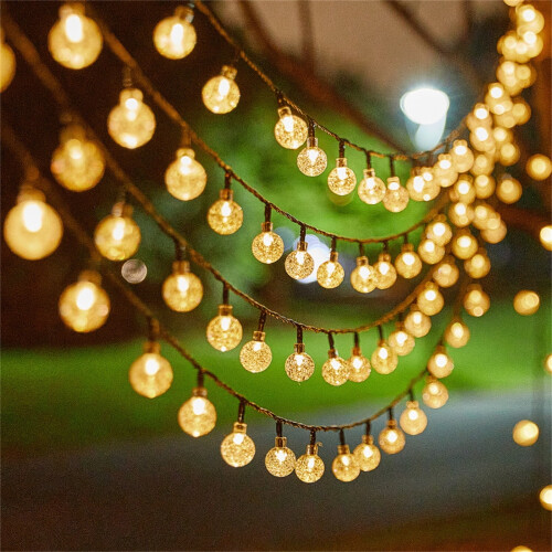 20 LED Ηλιακά Φωτιστικά με Κίτρινη Κρυστάλλινη Μπάλα – Ανθεκτικά στις Καιρικές 1