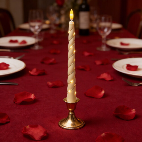 LED Candle String Lights – Beige, 6-Piece, Battery