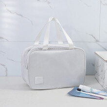 Large Travel Toiletry Bag, Lightweight Water-resistant Makeup Cosmetic Bag Travel Organizer with Handle for Toiletries Accessories, White