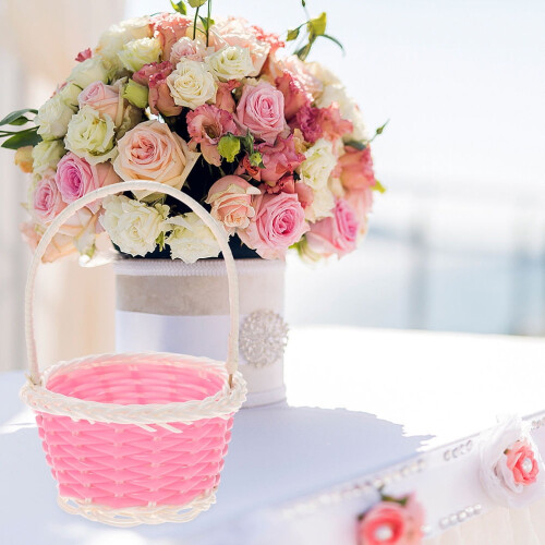 Mini Woven Baskets Pink Plastic Party Decorations 10 pcs 1