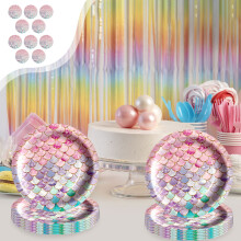 Colorful Birthday Party Disposable Tableware Set: 10 Plates, 10 Cups, 20 Napkins – Compatible with Theme Decor