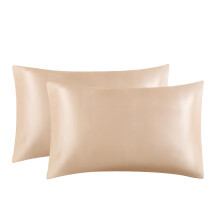 Lot de 2 taies d'oreiller en imitation soie, housses d'oreiller douces en satin, taies d'oreiller luxueuses en fausse soie, enveloppes d'oreiller