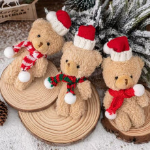 under $5 Christmas Stuffed Bears Bulk Small Stuffed Animals Plush Toys Bear with Scarf Hat Tiny Doll for Birthday Christmas Party Decorations Craft