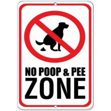 Safety No Poop Pee Zone Pet Animal Warning Caution Metal Tin Sign Vintage Aluminum Sign 8x12 Inch